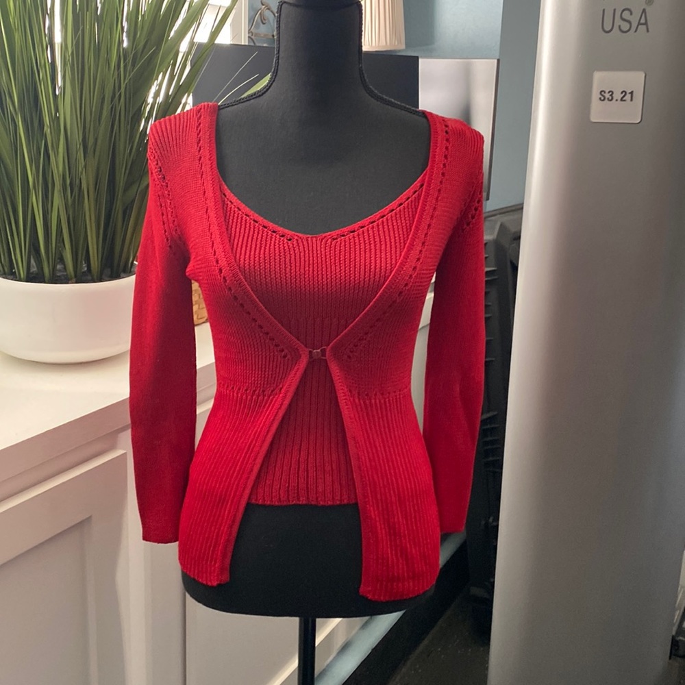 BEBE Vintage 90’s 2 Pc Red Sweater Set, EUC, Size M